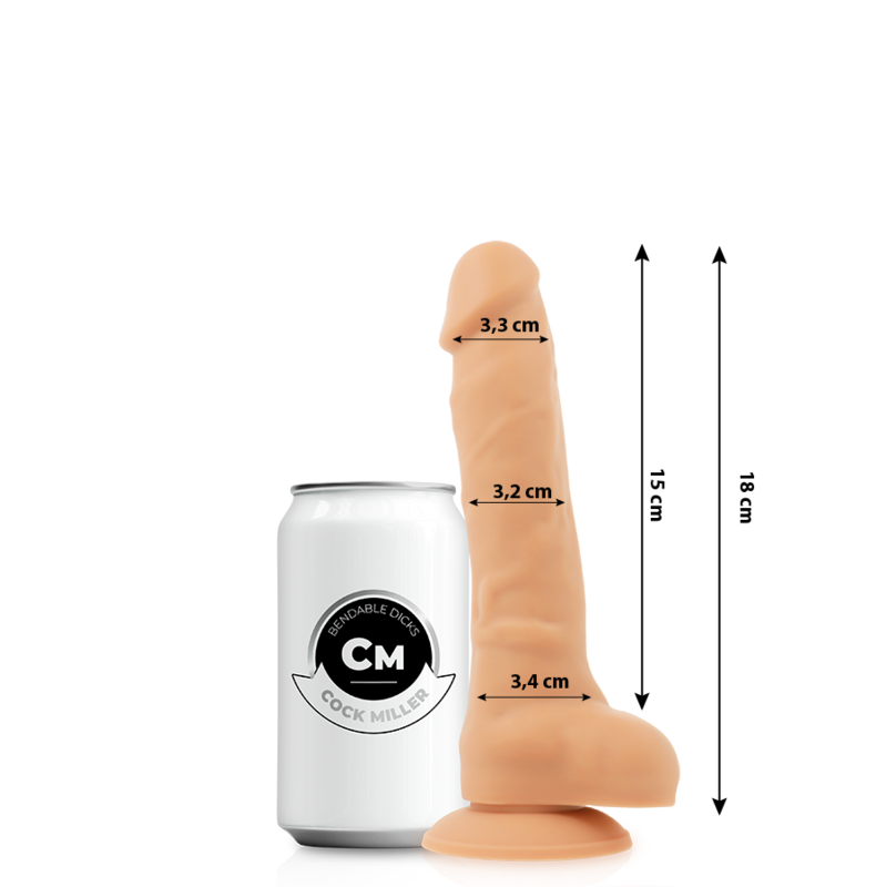 Cock Miller-Realistischer Dildo aus dichtem Silikon Biegsam Hautfarben 18 cm