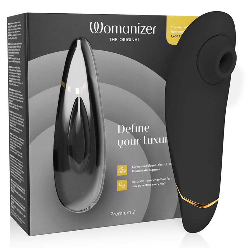 Womanizer-Premium 2 Klitoris-Stimulator Schwarz-Silikon, 12 Stufen