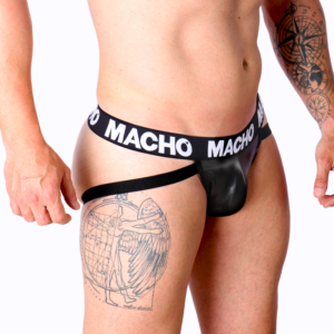 Macho Underwear-MX25NC Jock aus ökologischem Leder Schwarz · Herrenunterwäsche (Bild 4)