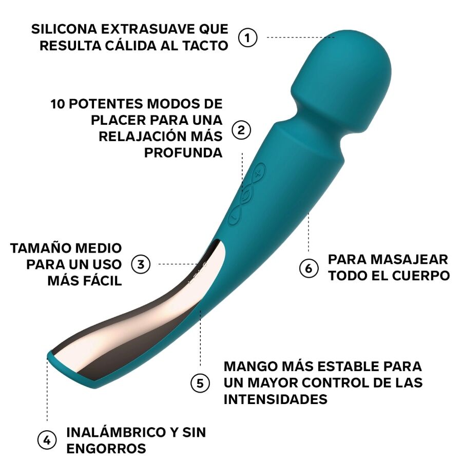 Lelo-Smart Medium Wand 2 Ocean Blue Massagegerät-Silikon, 10 Geschwindigkeiten · Vibratoren (Bild 3)