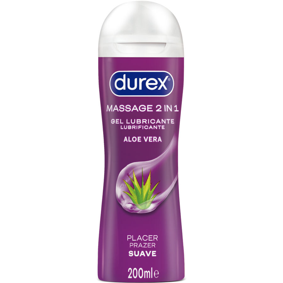 Durex Lubes-Massagegel 2 in 1 mit Aloe Vera, Gleitgel 200 ml