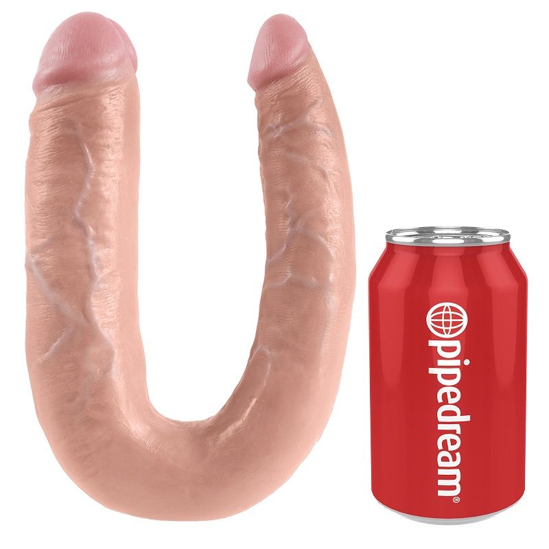 King Cock-U-förmiger Large Double Trouble Hautfarben 17.8 cm