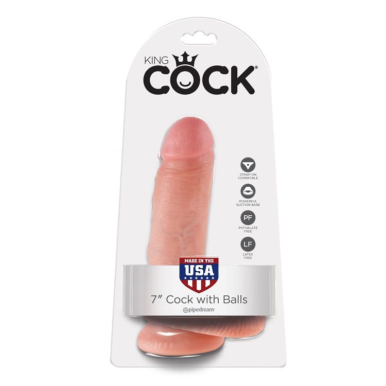 King Cock-7 Dildo Flesh with Balls 17.8 Cm-Latex, Saugnapf · Strap-on & Harness (Bild 2)