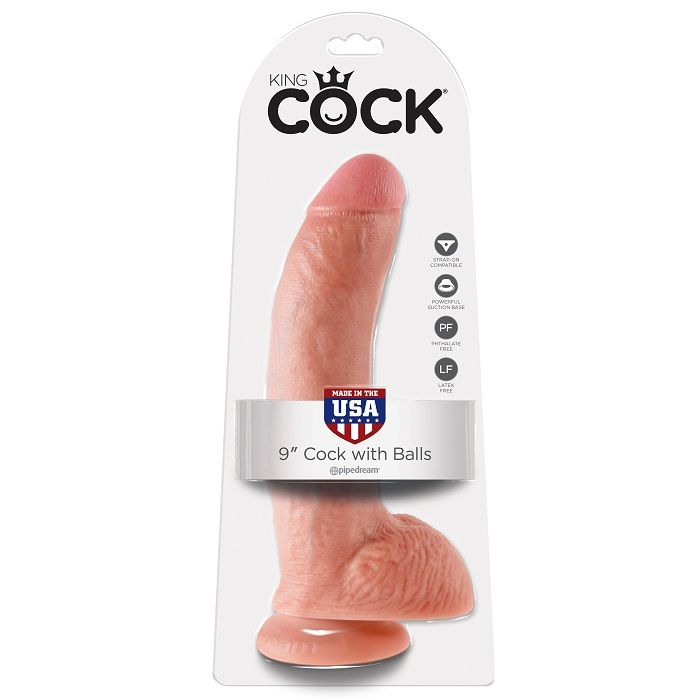 King Cock-9 Dildo Flesh mit Hoden 22.9 Cm-Saugnapf · Strap-on & Harness (Bild 3)