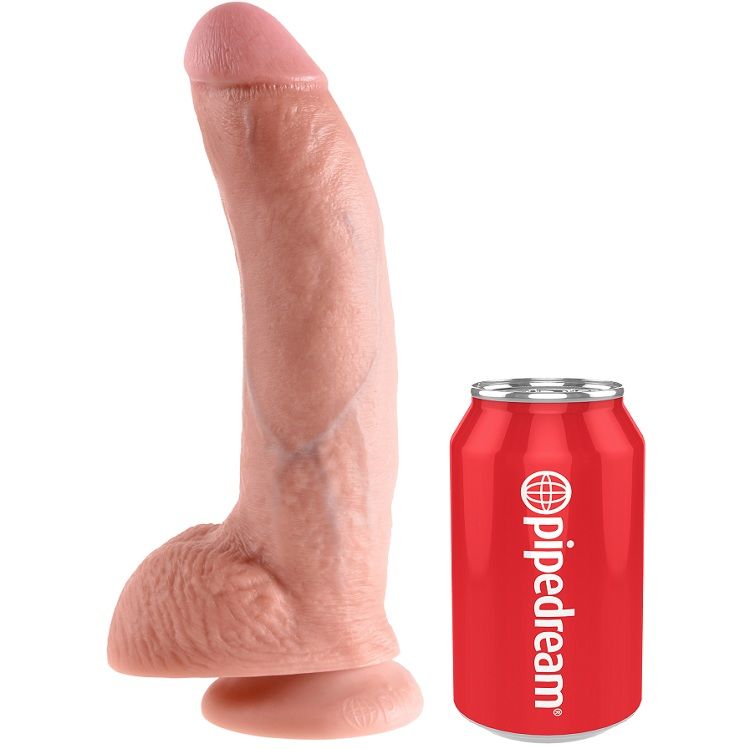 King Cock-9 Dildo Hautfarben mit Hoden 22.9 cm-Saugnapf