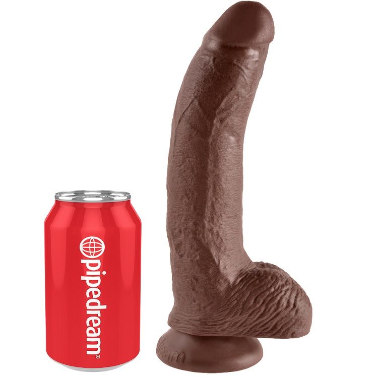 King Cock-Dildo 22.9 Cm Braun mit Hoden-Saugnapf · Strap-on & Harness