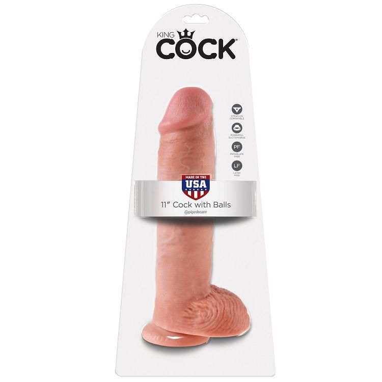 King Cock-11 Dildo Flesh mit Hoden 28 Cm-Saugnapf · Strap-on & Harness (Bild 2)