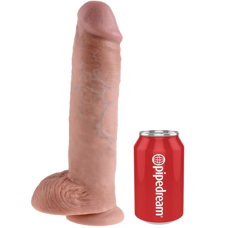 King Cock-11 Dildo Hautfarben mit Hoden 28 cm-Saugnapf