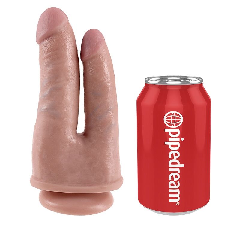 King Cock-Double Penetrator Beige-Saugnapf