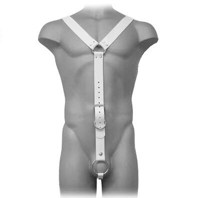 Leather Body-BDSM-Harness für Männer Weiß-Kunstleder