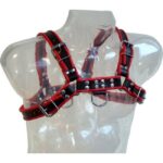 Leather Body-Harness mit Kette Iii Schwarz/Rot-Ökologische Haut · Herrenunterwäsche