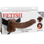 Fetish Fantasy Series-Leerer Strap-on 22.9cm mit Hoden, Braun-PVC · Strap-on & Harness