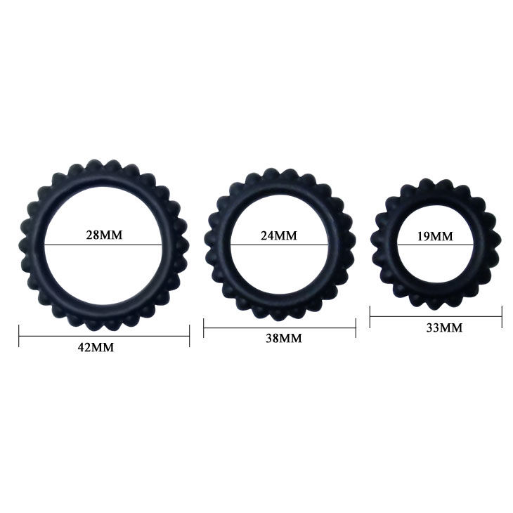 Baile For Him-Titan Set 3PCS Pen Ring Schwarz 2.8 + 2.4 + 1.9 cm · Sextoys (Bild 3)