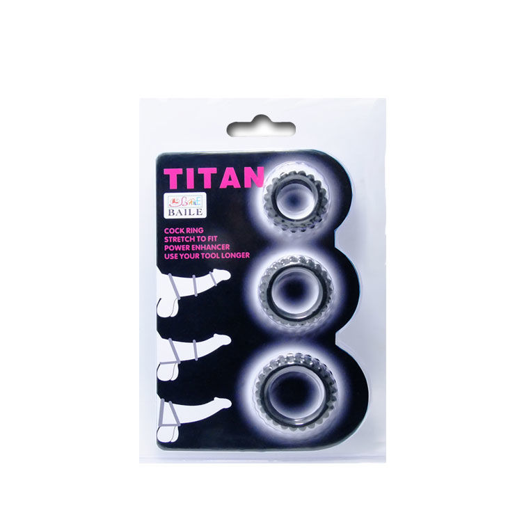 Baile For Him-Titan Set 3PCS Pen Ring Schwarz 2.8 + 2.4 + 1.9 cm · Sextoys (Bild 2)