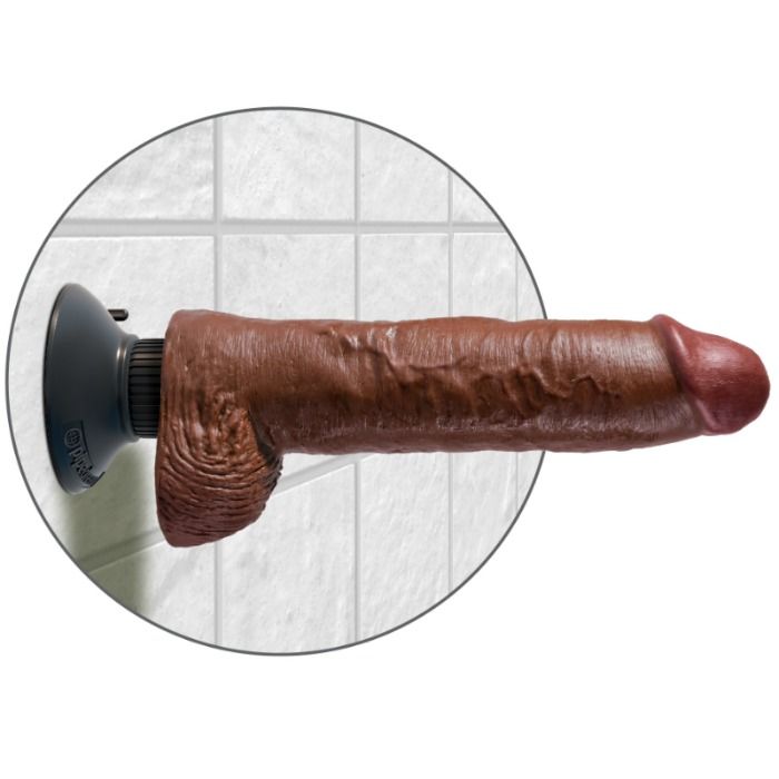 King Cock-25.5 Cm Vibrator Realistisch mit Braun-Waterproof-Testikern · Vibratoren (Bild 2)