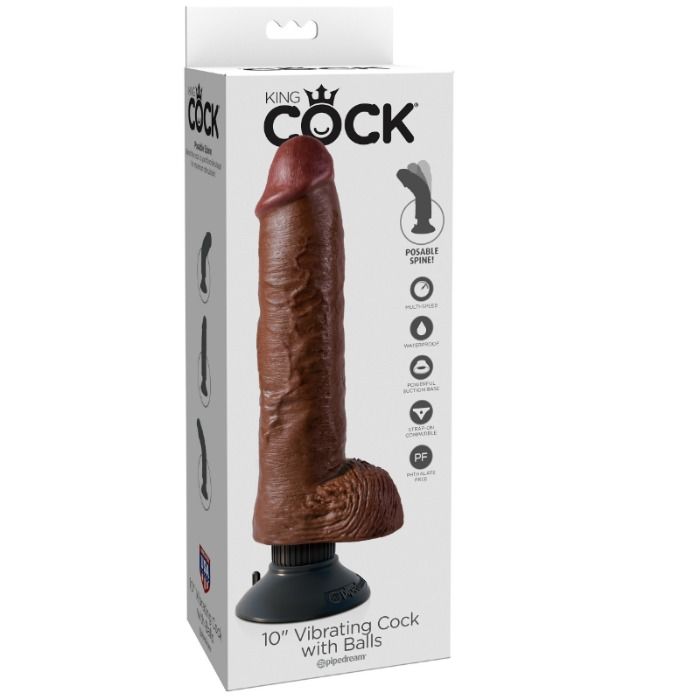 King Cock-25.5 Cm Vibrator Realistisch mit Braun-Waterproof-Testikern · Vibratoren (Bild 3)