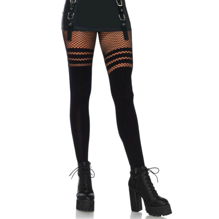 Leg Avenue Hosiery-Pantyhose ohne Nähte mit Fishnet Streifen, One · Sexy Damen-Dessous