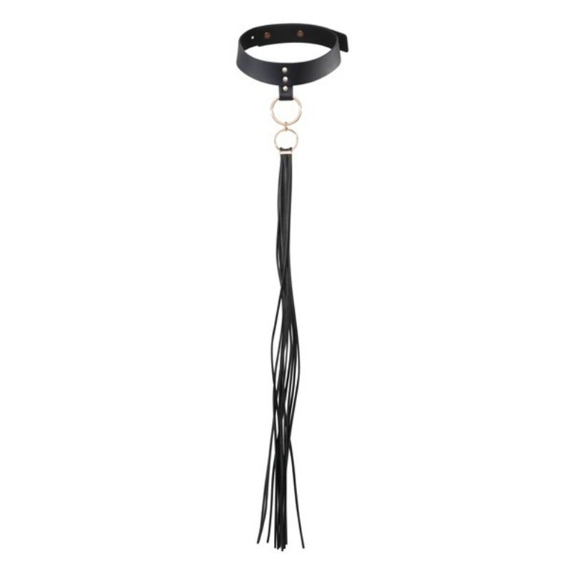 Bijoux Maze-Choker mit Fransen Schwarz-Polyurethan