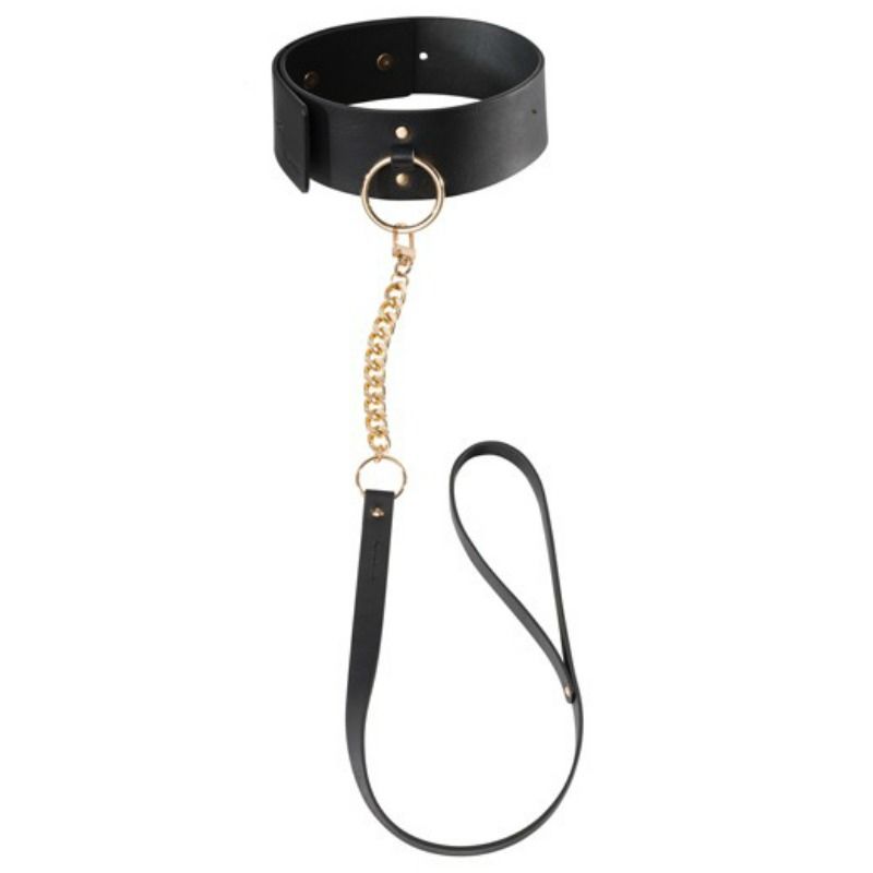 Bijoux Maze-Maze - Halsband Schwarz mit Leine-Polyurethan