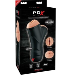 Pdx Elite-Vibrierender Masturbator mit Doppelpenetration-wasserdicht
