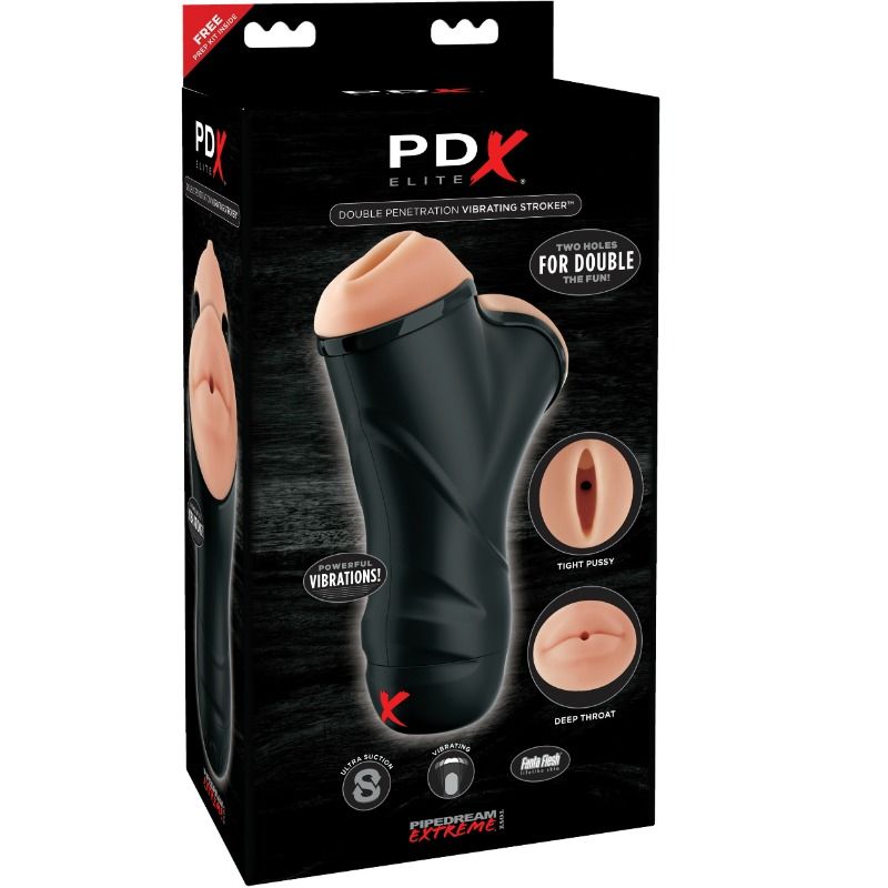 Pdx Elite-Vibrierender Masturbator mit Doppelpenetration-wasserdicht