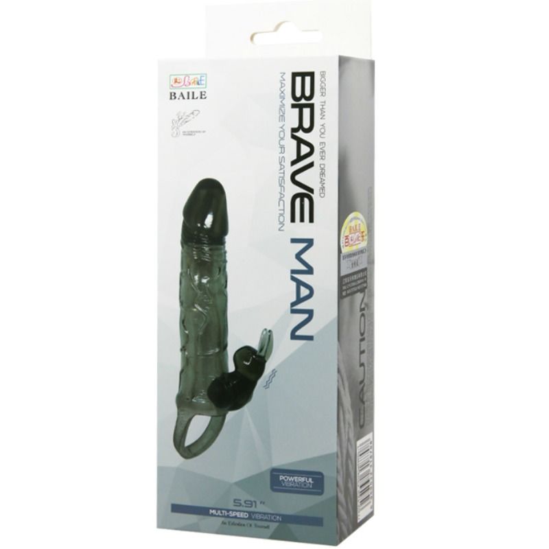 Baile For Him-Brave Man Penishülle mit Kaninchen Schwarz 16.5 Cm · Vibratoren (Bild 2)