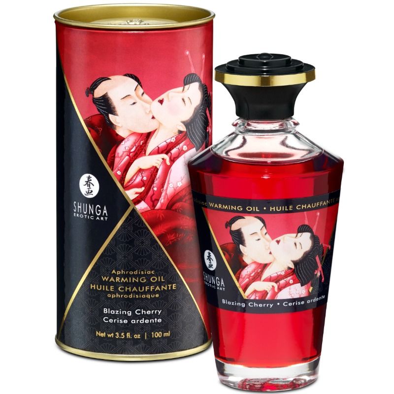 Shunga Oils-Massageöl mit Wärmeeffekt intensives Kirscharoma
