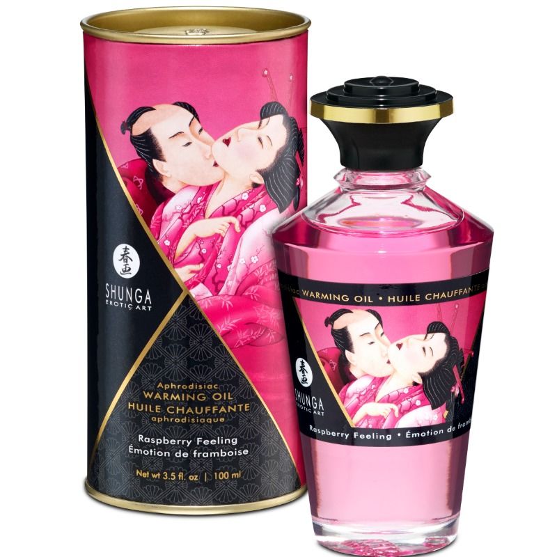 Shunga Oils-Massageöl mit Wärmeeffekt intensives Himbeeraroma 100