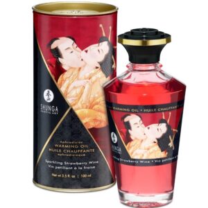 Shunga Oils-Massageöl Aroma Erdbeere mit Cava, Wärmeeffekt