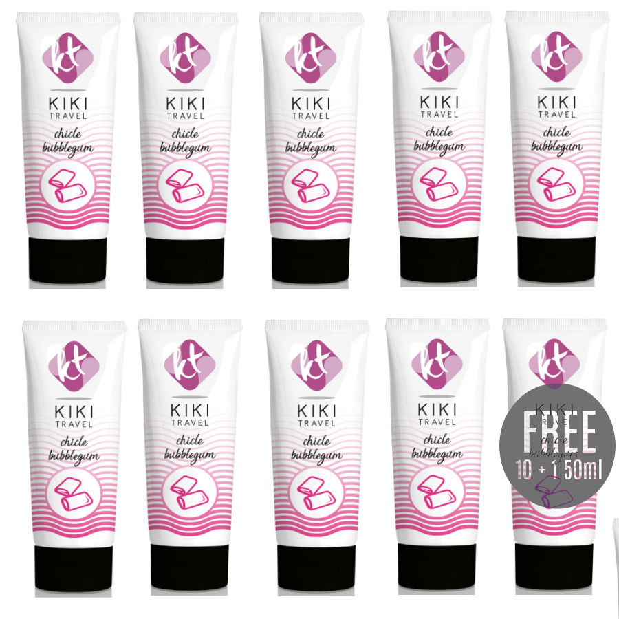Kikí Travel-Gleitgel Bubble Gum 50ml Pack 10 + 1 Kostenlos-Latex · Gleitgel