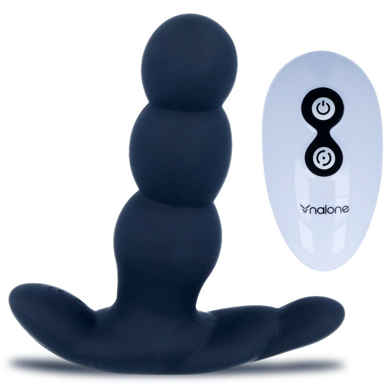 Nalone-Pearl Anal-Vibrator mit Fernbedienung, Schwarz-Silikon, 7 Stufen
