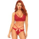 Leg Avenue-Spitzen-2 Stk.-Set mit gekreuzten Hosenträgern · Sexy Damen-Dessous