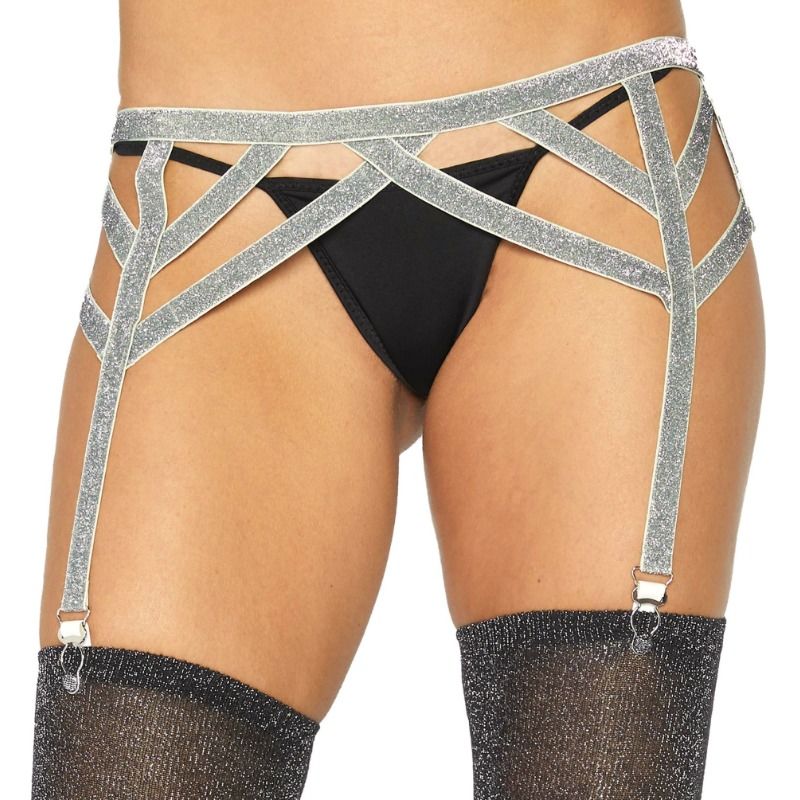 Leg Avenue Accessories-Elastisches Strumpfband Lurex Silber Einheitsgröße
