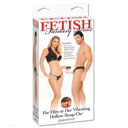 Fetish Fantasy Series-Hohler Röhren-Vibrator mit Harness für Sie und Ihn