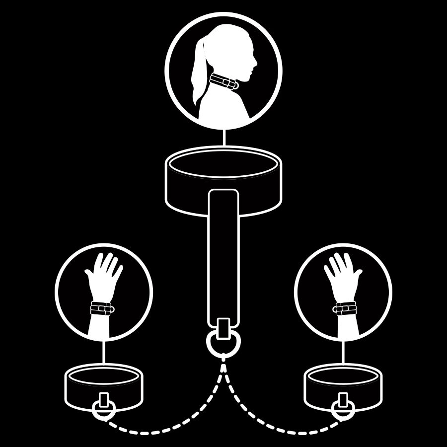 Fetish Submissive Bondage-Halskette und Handschellen aus veganem Leder · Sextoys (Bild 4)