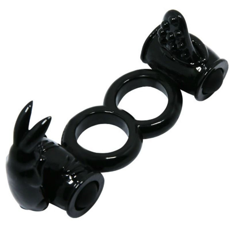 Baile For Him-Sweet Ring Vibrationsring Doppel mit Zwei Kaninchen-TPR · Vibratoren