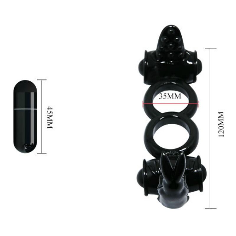 Baile For Him-Sweet Ring Vibrationsring Doppel mit Zwei Kaninchen-TPR · Vibratoren (Bild 3)