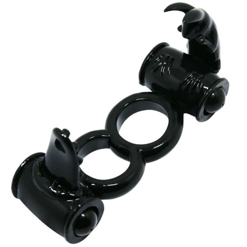 Baile For Him-Sweet Ring Vibrationsring Doppel mit Zwei Kaninchen-TPR · Vibratoren (Bild 4)