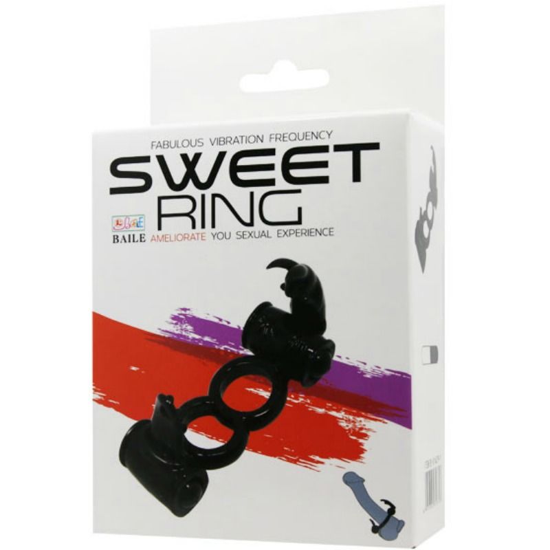 Baile For Him-Sweet Ring Vibrationsring Doppel mit Zwei Kaninchen-TPR · Vibratoren (Bild 5)