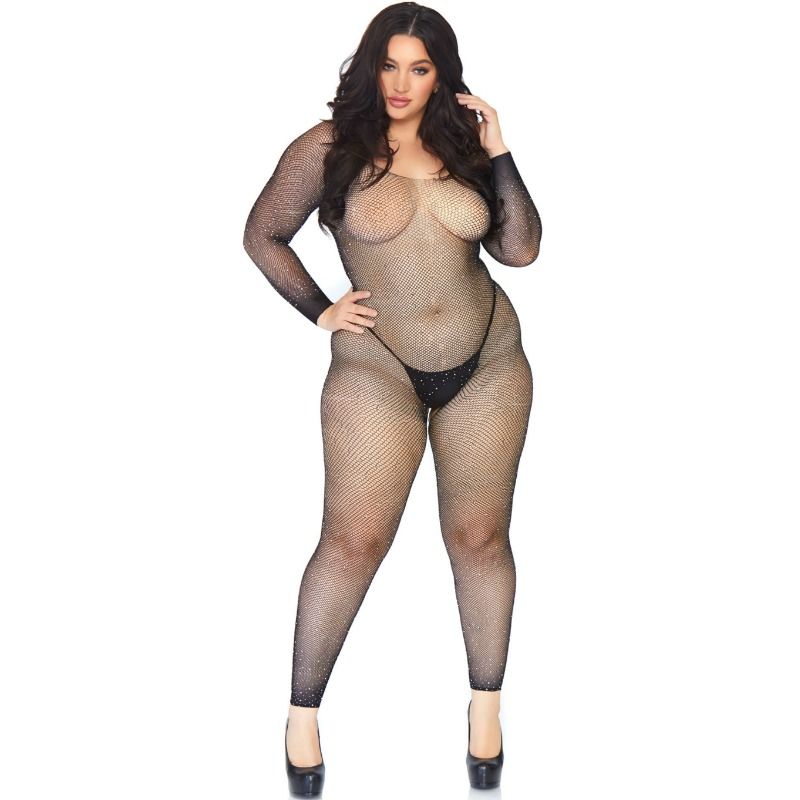 Leg Avenue Bodystockings-Bodystocking Kristallisiertes Netzwerk 1X-2X · Spicy Dessous & Bodystockings