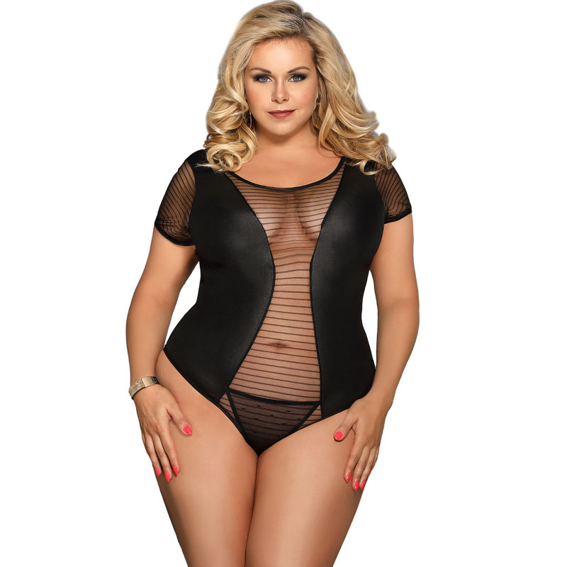 Subblime Queen Plus Size-Queen Plus Teddy Fetisch mit Corte Ärmel · Spicy Dessous & Bodystockings