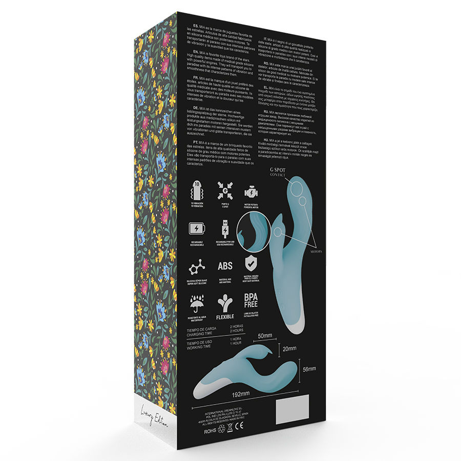 Mia-Dresde Vibrator Türkis-Silikon, 10 Geschwindigkeiten, Wiederaufladbar, USB · Vibratoren (Bild 6)