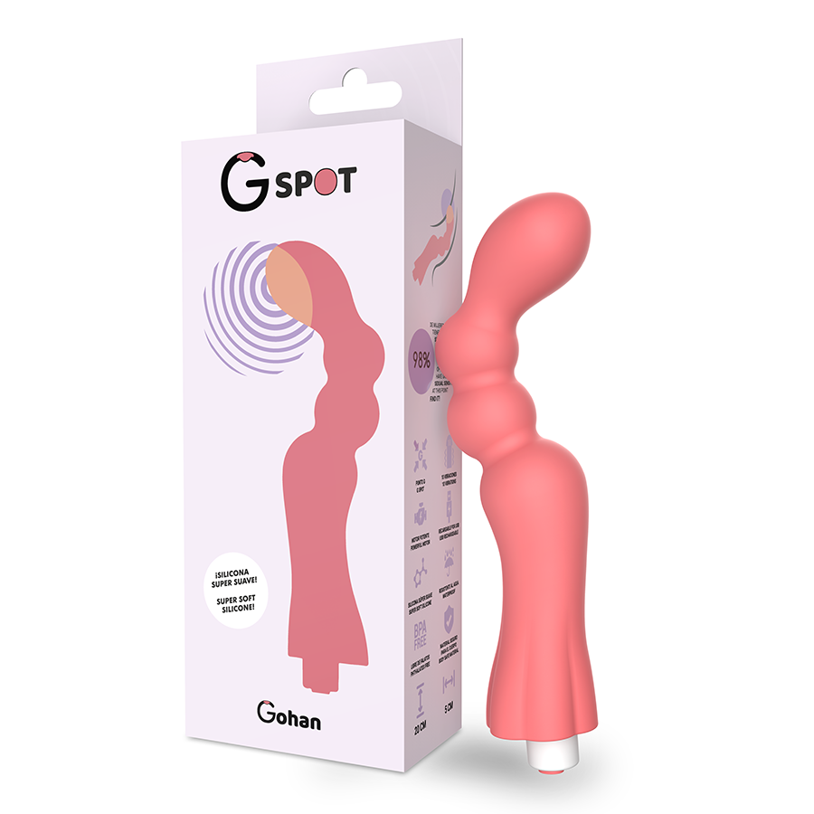 G-spot-Gohan Vibrator Light Red-Silikon, 10 Stufen, Wiederaufladbar