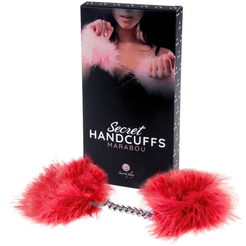 Secretplay 100% Fetish-Handschellen mit Marabou Rot-Metal · Sextoys (Bild 2)