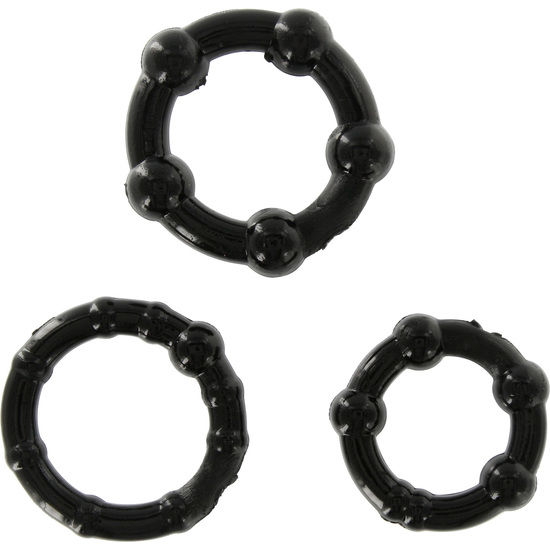 Seven Creations-3er-Set Penisringe Schwarz-Silikon