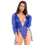 Leg Avenue-Set Blau Teddy und Kleid in Pizzo Floreale · Sexy Damen-Dessous