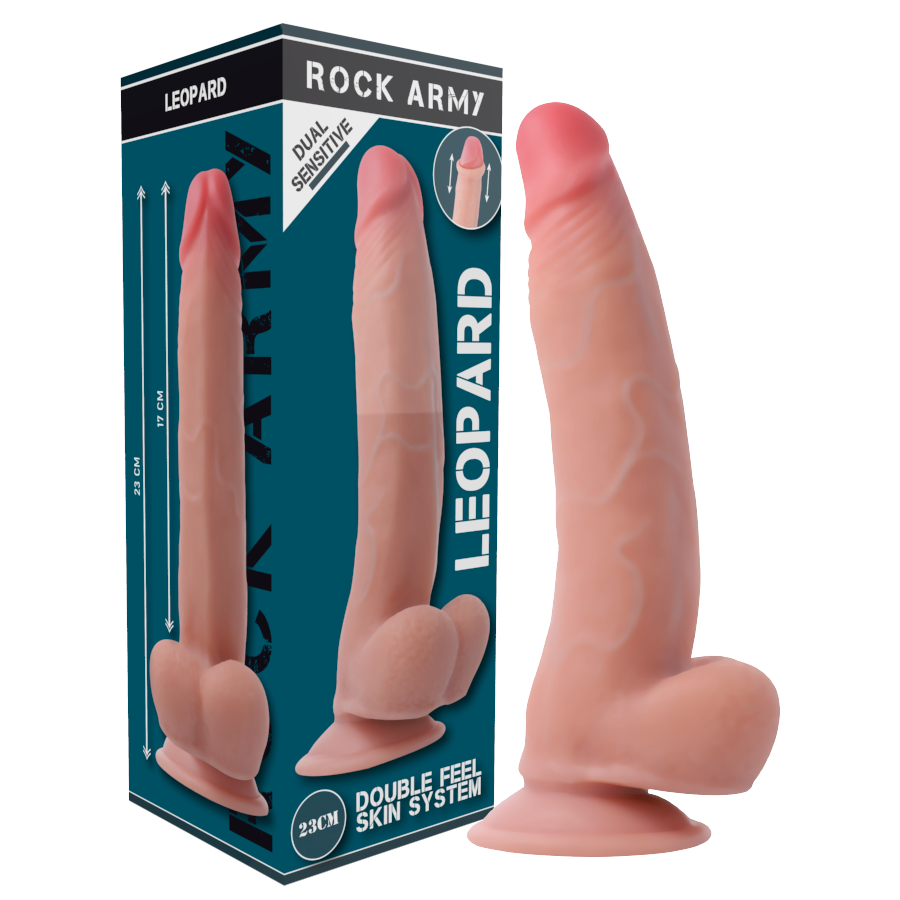 Rock Army-Dual Density Leopard 23 cm -o- 4.77 cm-TPE, Wasserdicht · Strap-on & Harness (Bild 5)
