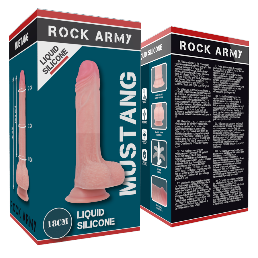 Rock Army-Silikon Liquido Premium Mustang Realistisch 18 cm · Strap-on & Harness (Bild 5)