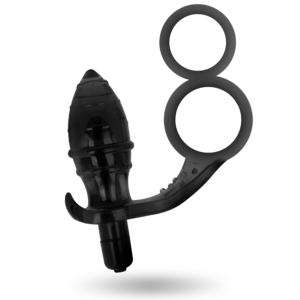 Addicted Toys-Analplug mit Doppelring Schwarz-TPR · Sextoys