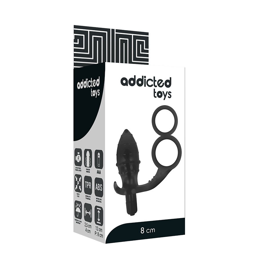 Addicted Toys-Analplug mit Doppelring Schwarz-TPR · Sextoys (Bild 5)